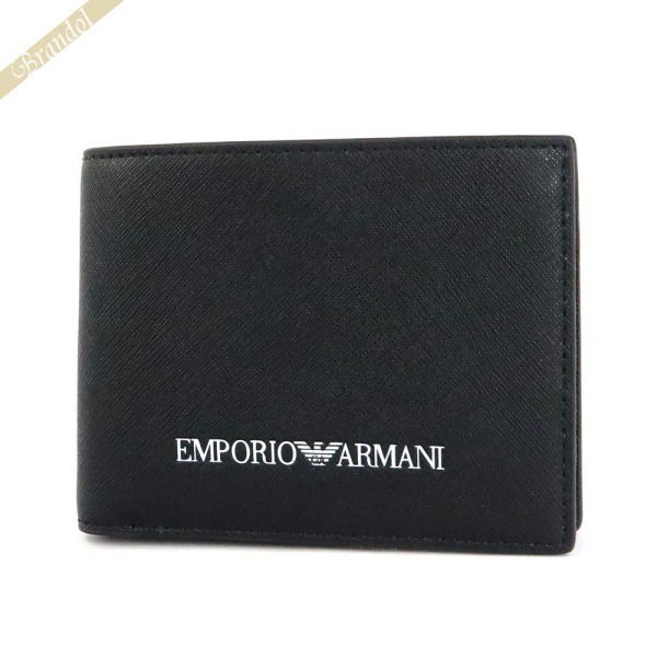 EMPORIO ARMANI エンポリオアルマーニ 二つ折り財布 ロゴ ブラック Y4R165 Y020V 81072
