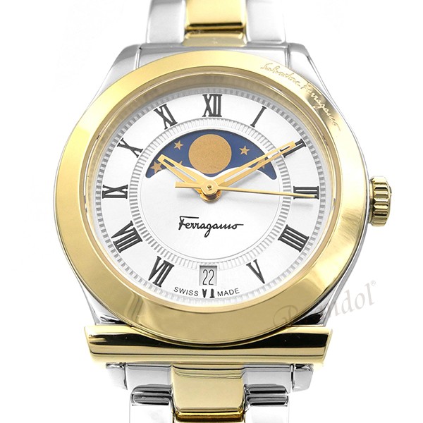 Ferragamo フェラガモ レディース腕時計 1898 ムーンフェイズ 28mm シルバー×ゴールド FBL040017 - Brandol