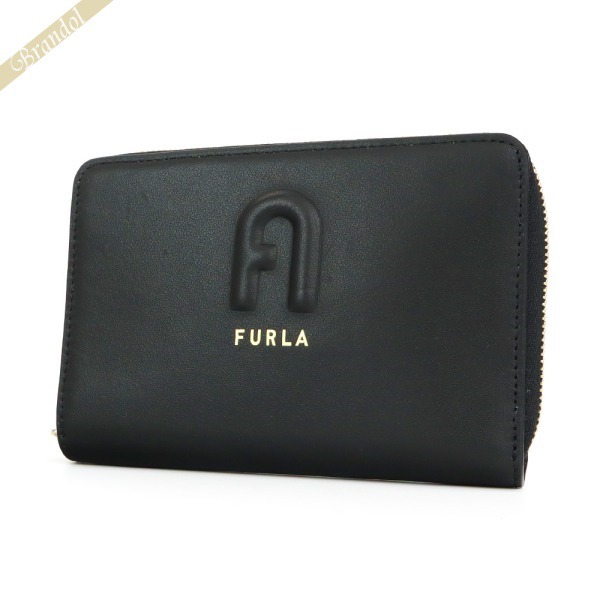 FURLA フルラ 二つ折り財布 RITA レザー ラウンドファスナー ブラック PDS7FRI E35000 O6000