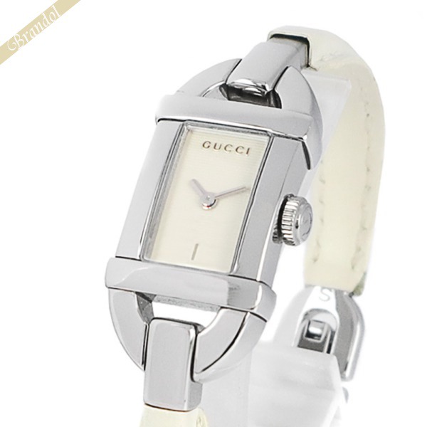 GUCCI グッチ レディース腕時計 6800 バングルウォッチ ホワイト×シルバー YA068523