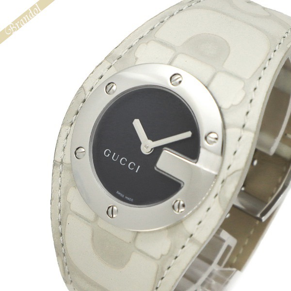 GUCCI グッチ レディース腕時計 Gバンデュー グッチシマレザー ブラック×ホワイト YA104521