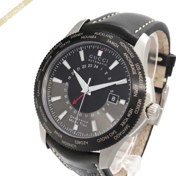 GUCCI グッチ メンズ腕時計 Gタイムレス 自動巻き ブラック YA126212