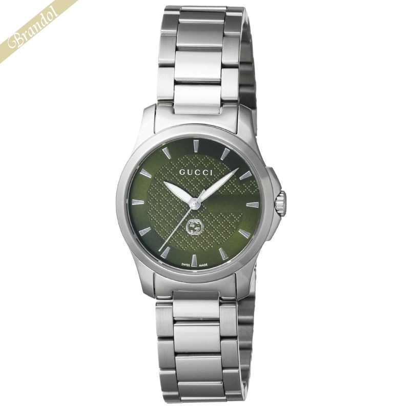 GUCCI グッチ レディース腕時計 G-タイムレス 28mm グリーン×シルバー YA1265048