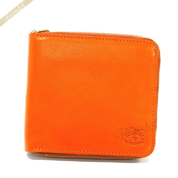 IL BISONTE イルビゾンテ 二つ折り財布 本革 レザー ラウンドファスナー型 オレンジ C0990 166