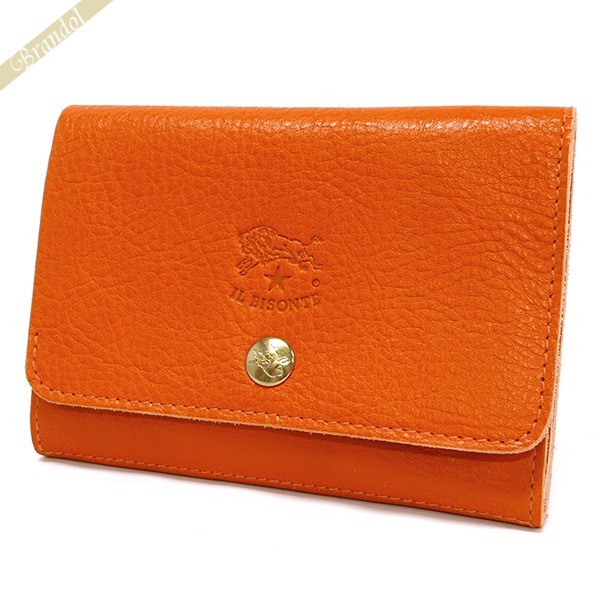IL BISONTE イルビゾンテ 二つ折り財布 本革 レザー カードポケット付 オレンジ SMW028 PV0005 OR102B (C0522 166)