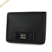 MIU MIU ミュウミュウ 二つ折り財布 リボンモチーフ レザー ブラック 5MV204 2CKV F0002