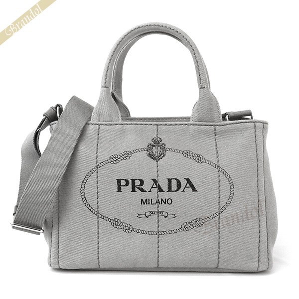 PRADA カナパ 2WAY ショルダーバッグ キャンバス グレー 1BG439 - その他