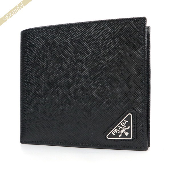 PRADA プラダ 二つ折り財布 三角ロゴ レザー ブラック 2MO738 QHH F0002