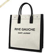 SAINT LAURENT サンローラン パリ トートバッグ RIVE GAUCHE キャンバストート ナチュラル×ブラック 632539 9J52E 9273