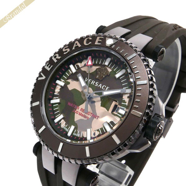 VERSACE ヴェルサーチ メンズ腕時計 Vレース ダイバー カモフラージュ柄 46mm グリーン×ブラウン VAK06 0016