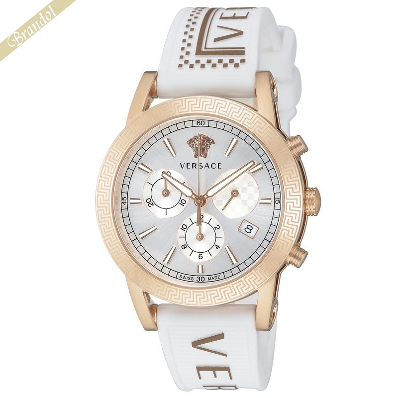 VERSACE ヴェルサーチ メンズ腕時計 SPORT TECH スポーツテック クロノグラフ 40mm ホワイト×ローズゴールド VELT01321