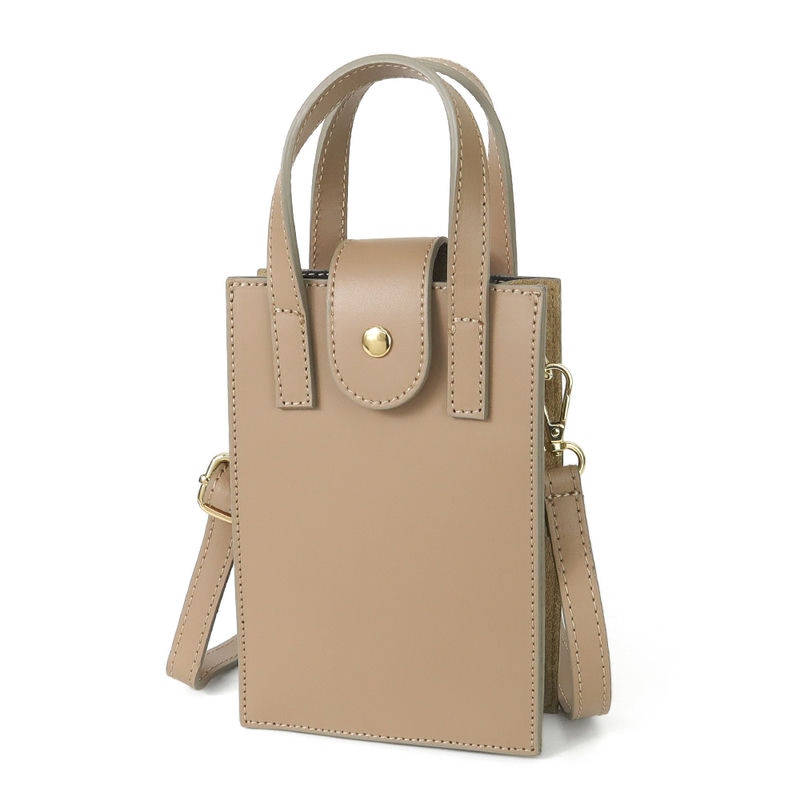 AULENTTI オウレンティ ショルダーバッグ レザー 2way 縦型 ミニトートバッグ グレージュ FB-05991-RU-CA-L1100