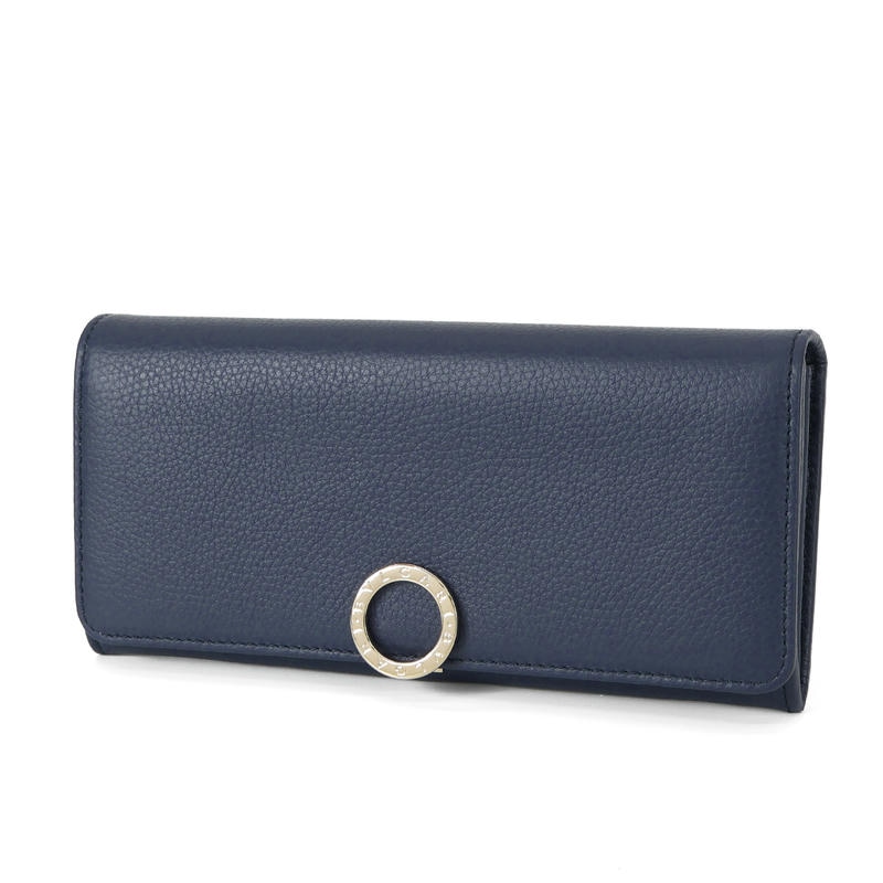 美品・近年モデル✨ブルガリ ラウンドファスナー サークルロゴ ネイビー レザー ブルガリ 長財布 サークル ロゴ ラウンドファスナー ネイビー レザー