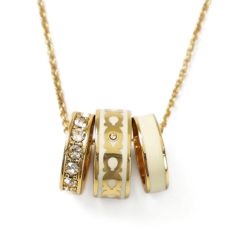 COACH コーチ ネックレス シグネチャー エナメルリング ペンダント ゴールド×クリーム 408103GLD100