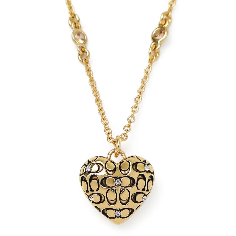 COACH コーチ ネックレス キルテッド シグネチャー ハート ペンダント ゴールド 460426GLD110