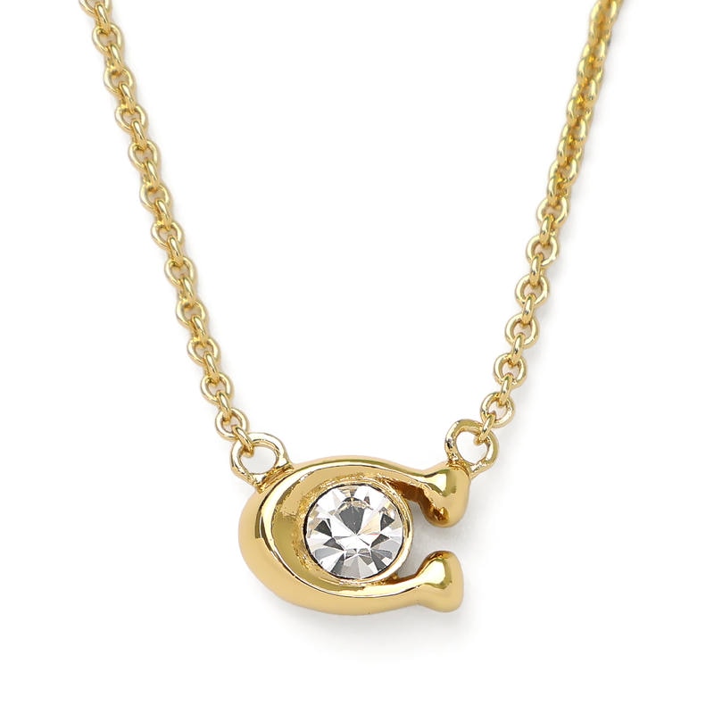 COACH コーチ ネックレス Cモチーフ クリスタル ペンダント ゴールド 493112GLD110