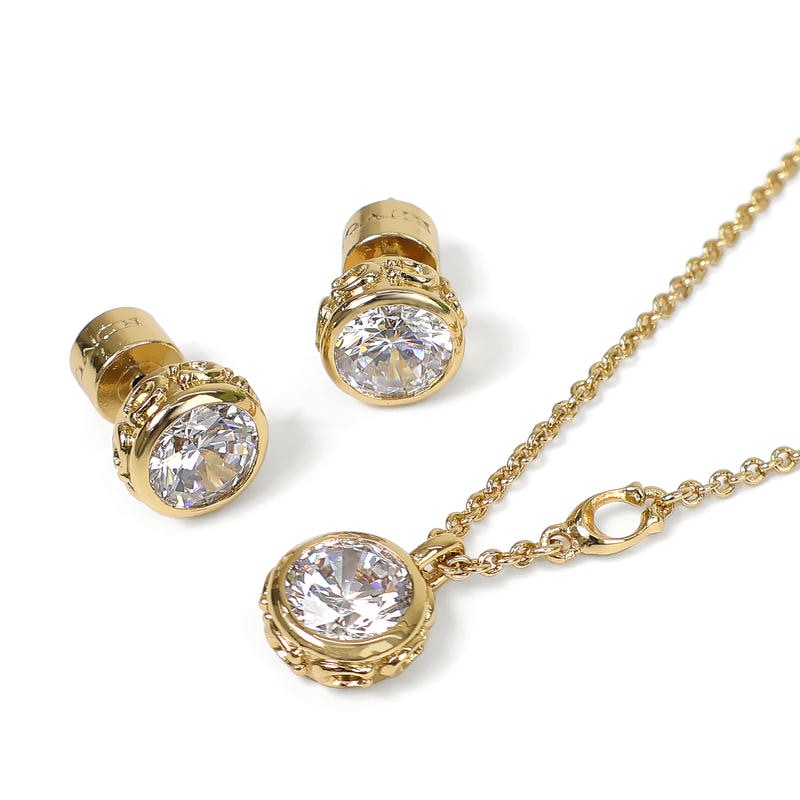 COACH コーチ ネックレス スタッドピアス セット 一粒クリスタル ゴールド 530390GLD110