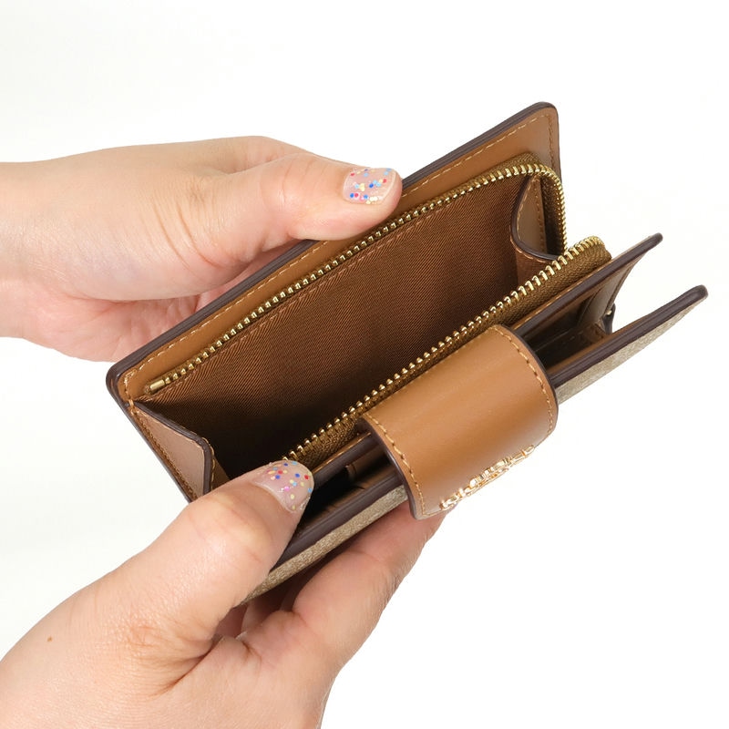 Brandol / COACH コーチ 二つ折り財布 シグネチャー ライトベージュ