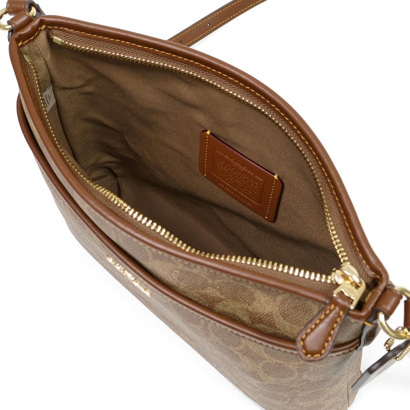 美品☆COACHコーチ ショルダーバッグ シグネチャー ブラウン メンズ COACH（コーチ） シグネチャー ショルダーバッグ ベージュ×ブラウン