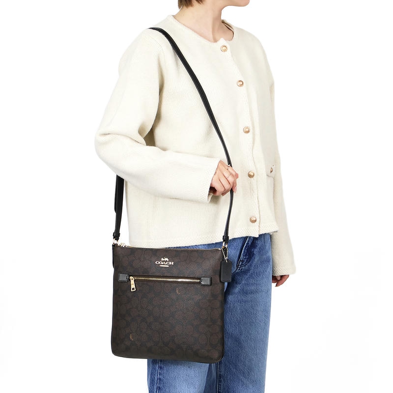 Brandol / COACH コーチ ショルダーバッグ シグネチャーキャンバス 縦