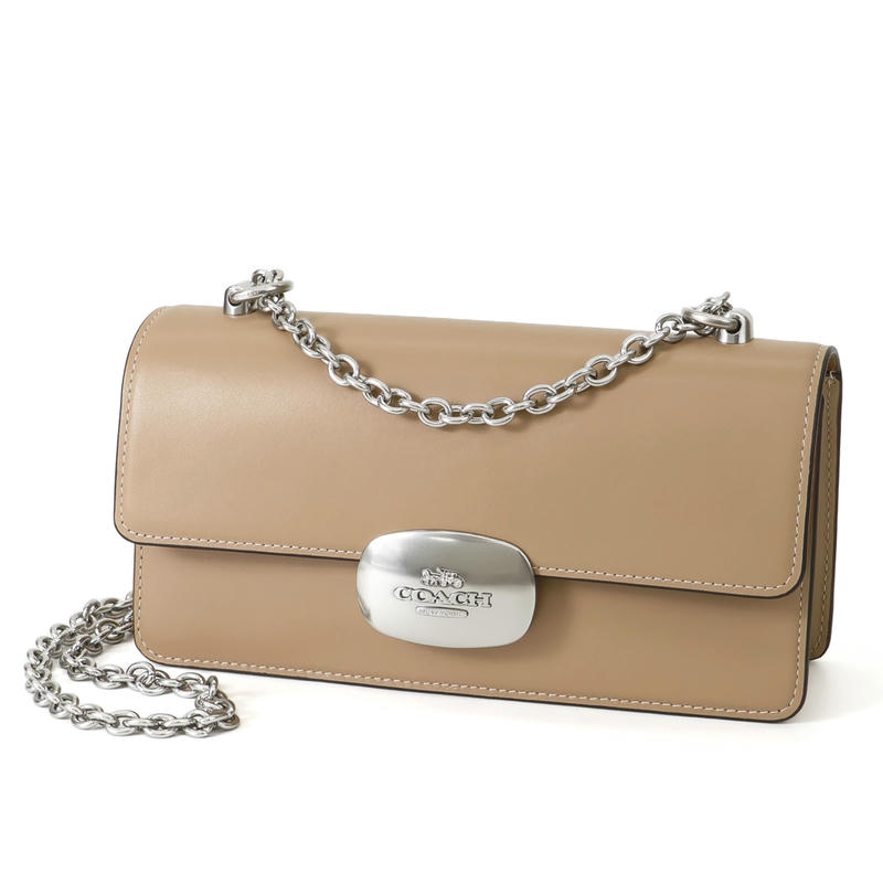 COACH コーチ ショルダーバッグ エライザ フラップ クロスボディ ベージュ CP008 SV/TP
