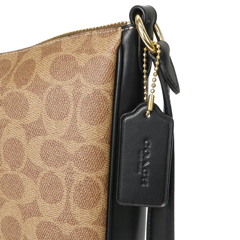 コーチ COACH バッグ ショルダーバッグ レザー×キャンバス 黒×ネイビー×ライトブラウン F54782 スムース レザー フライトバッグ