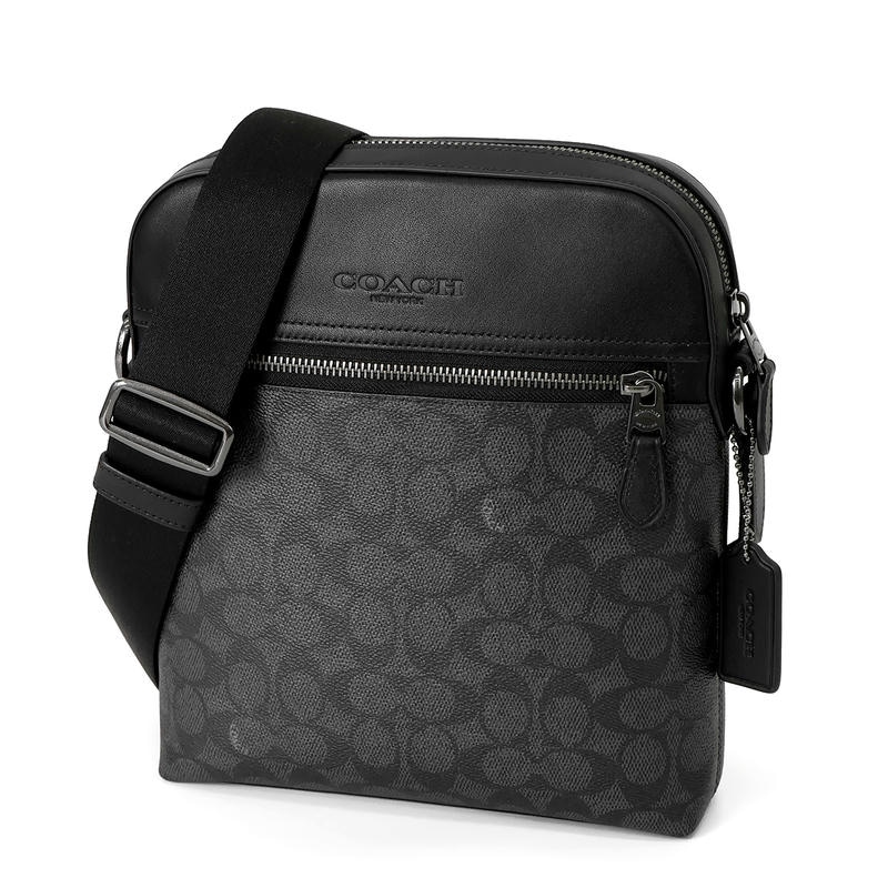 COACH コーチ ショルダーバッグ シグネチャーキャンバス 縦型 ブラック系 CZ398 QBMI5