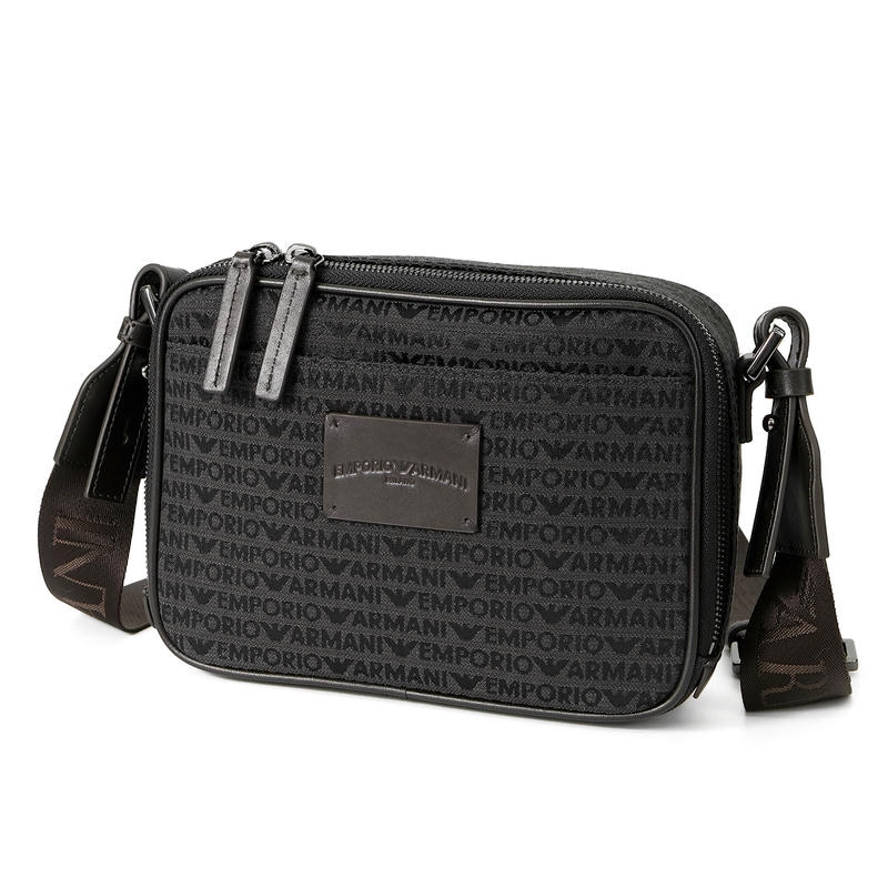 EMPORIO ARMANI エンポリオアルマーニ ショルダーバッグ モノグラム ジャカード カメラバッグ ブラウン系 EM003418 AF13823 U8168