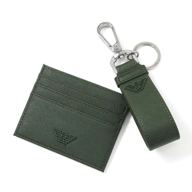 EMPORIO ARMANI エンポリオアルマーニ カードケース キーリング ギフトBOX セット ダークグリーン EM003598 AF13666 U7238
