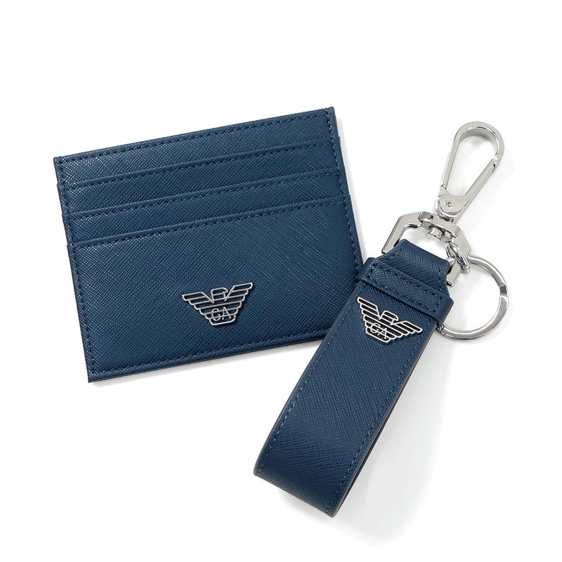 EMPORIO ARMANI エンポリオアルマーニ カードケース キーリング ギフトBOX セット ネイビー EM003598 AF13666 UB107