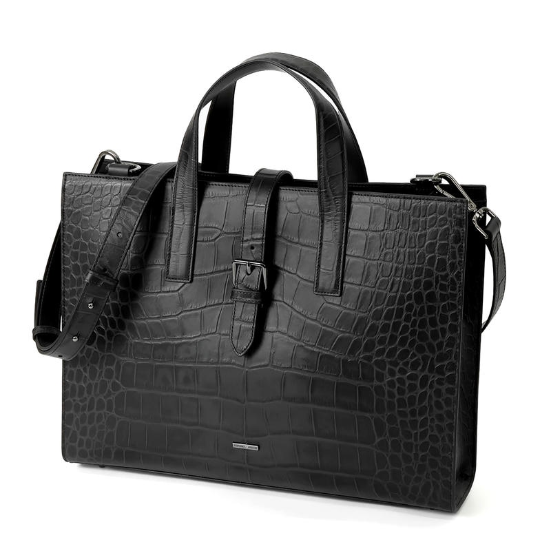 EMPORIO ARMANI エンポリオアルマーニ トートバッグ  クロコダイル調型押しレザー ブリーフケース ブラック EM003617 AF19384 UC001