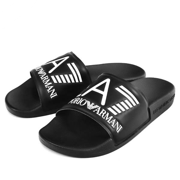EMPORIO ARMANI エンポリオアルマーニ サンダル EA7 スライダー マキシロゴ  シャワーサンダル 約26.0cm ブラック XCP001 XCC22 00002 41