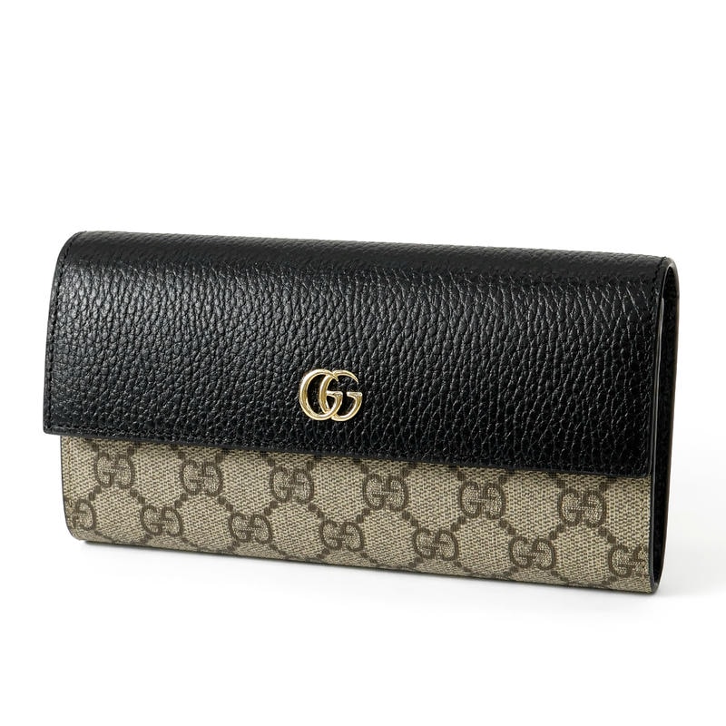 GUCCI グッチ 長財布 ダブルG GGスプリーム バイカラー コンチネンタルウォレット ブラック×ベージュ系 456116 17WAG 1283
