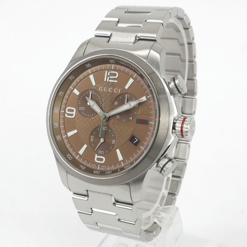 GUCCI クォーツ腕時計 シルバー/ブラウン