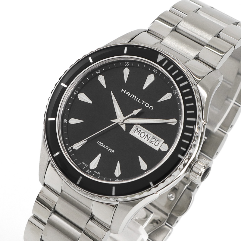 HAMILTON ハミルトン メンズ腕時計 ジャズマスター シービュー デイ デイト 42mm ブラック×シルバー H37511131