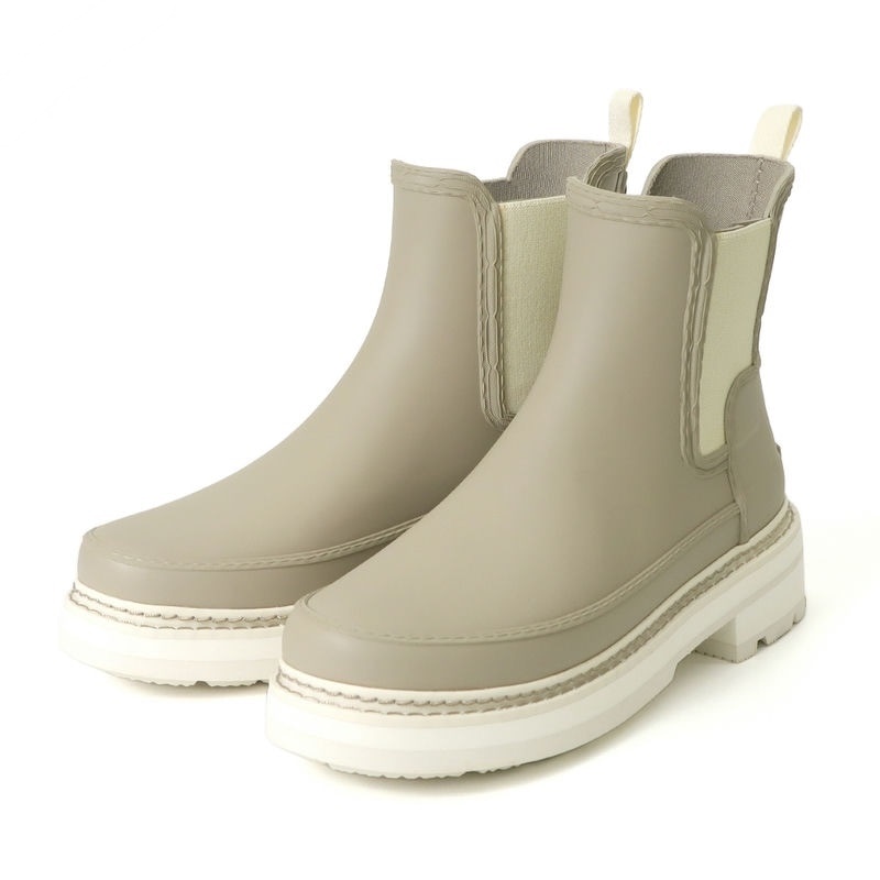HUNTER ハンター レインシューズ レディース リファインド スティッチ ディテール チェルシーブーツ 25cm グレージュ WFS2100RMA SKW 6 / Skkiming Stone