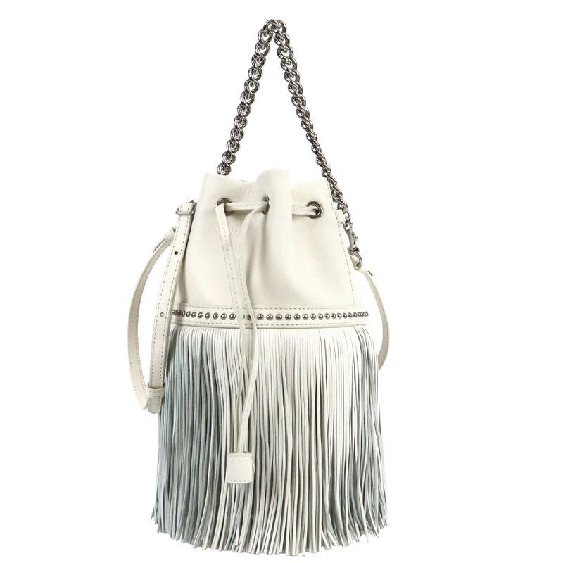J&M Davidson ジェイアンドエム デヴィッドソン ショルダーバッグ FRINGE CARNIVAL フリンジ カーニバル ミディアム レザー 巾着バッグ ホワイト LMDC-1XX-SCNP 0150S / 1855N 7502 0150