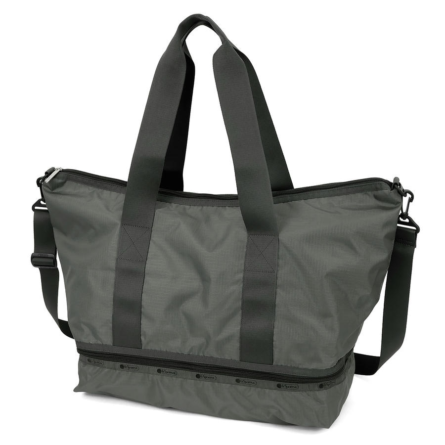 LeSportsac レスポートサック トートバッグ 2way ボストンバッグ ショルダーベルト付 無地 グレー 1381 H161