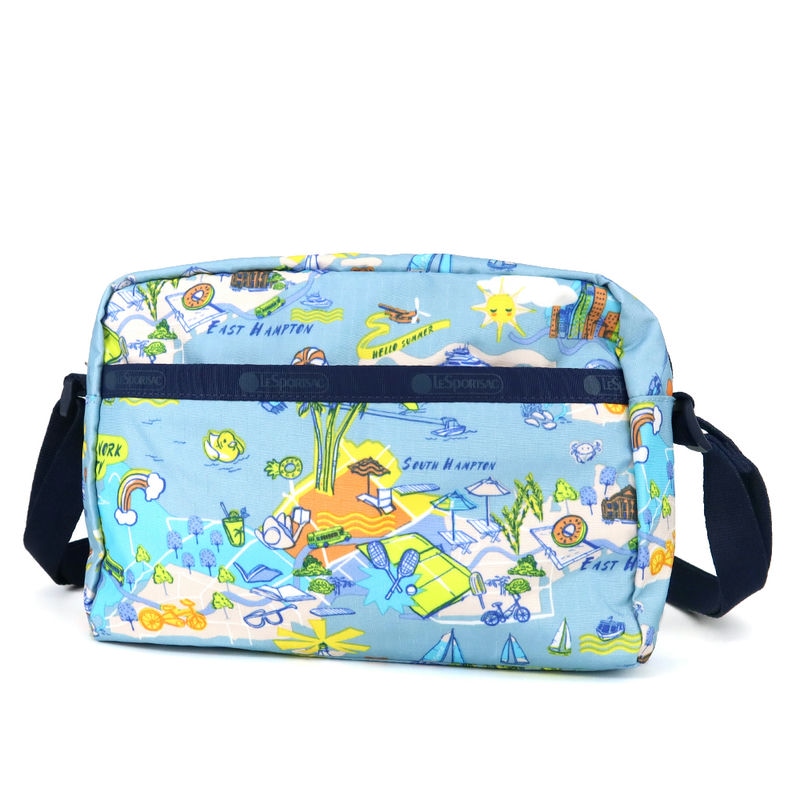 LeSportsac レスポートサック ショルダーバッグ MINI CROSSBODY バケーション柄 ライトブルー系 2434 F953