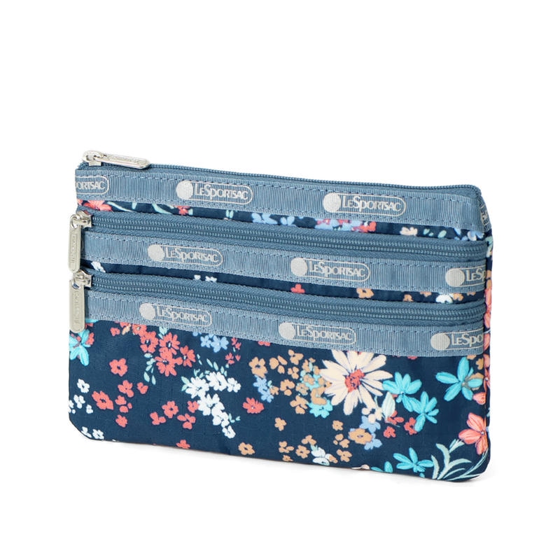 LeSportsac レスポートサック ポーチ 3-ZIP COSMETIC 花柄 ブルー系 7158 E718