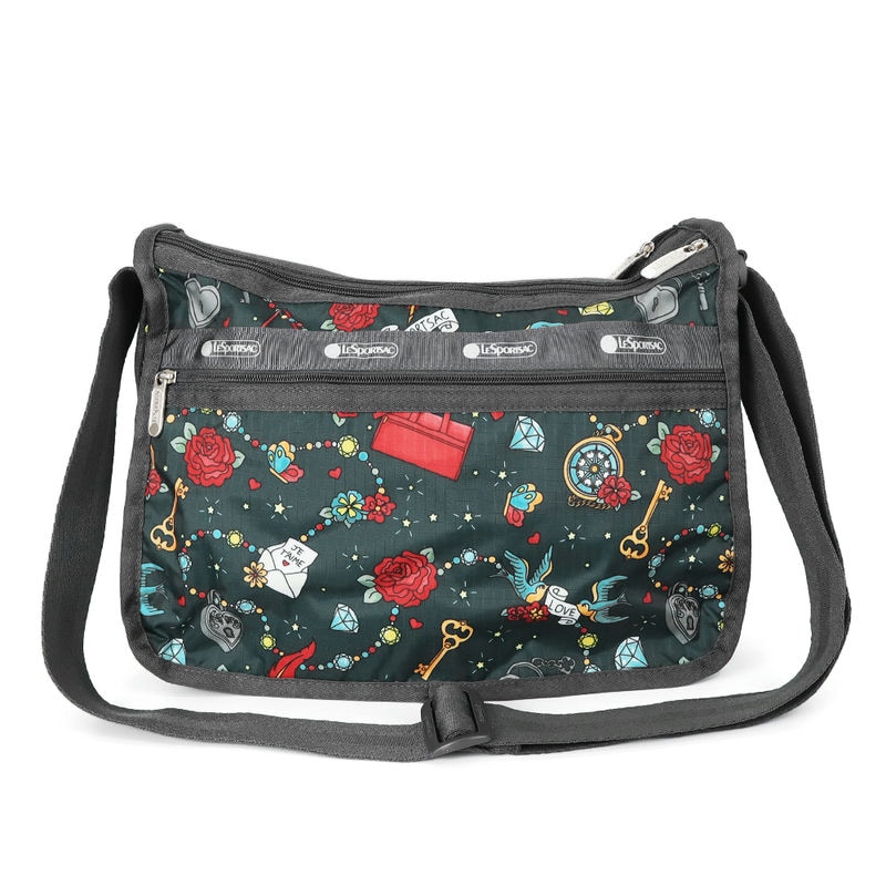 バッグ lesportsac Shiny Black Deluxe Crossbody | LeSportsac