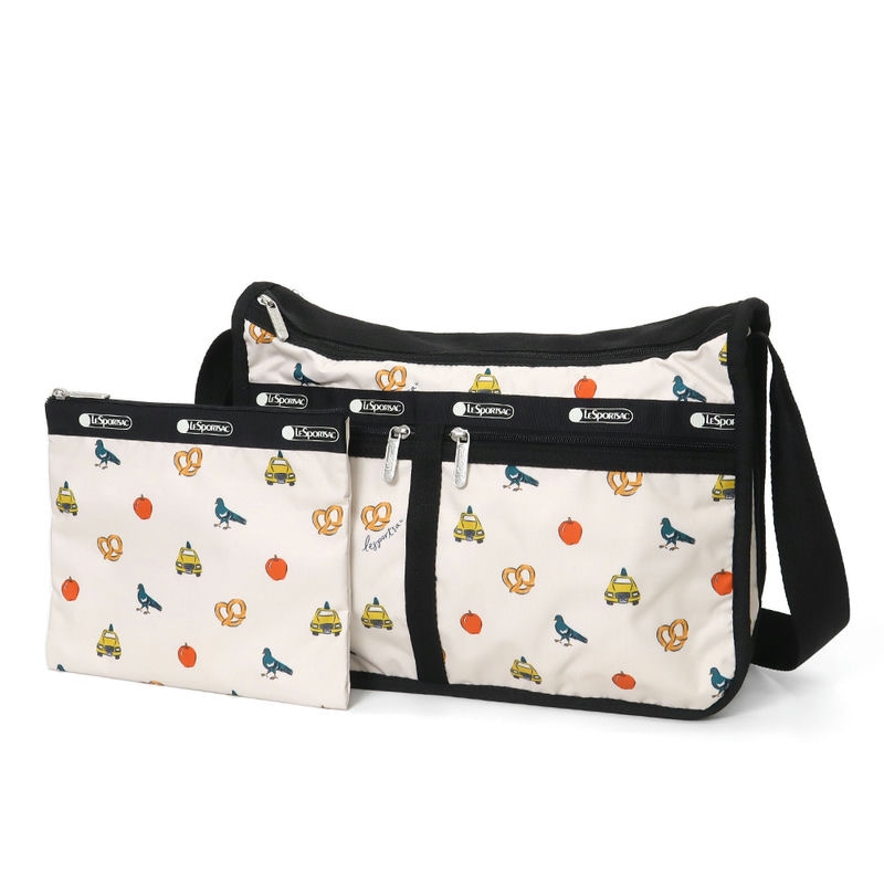 LeSportsac レスポートサック ショルダーバッグ DELUXE EVERYDAY BAG イラスト柄 ライトピンク系 7507 HA20