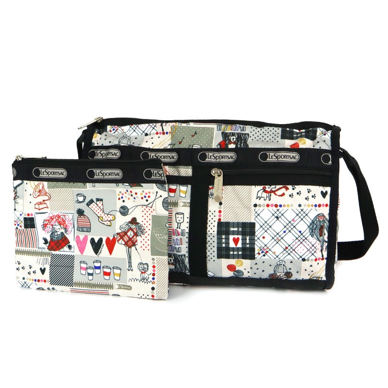 LeSportsac レスポートサック ショルダーバッグ DELUXE SHOULDER SATCHEL ファンシー柄 マルチカラー 7519 D750
