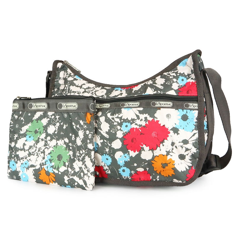 LeSportsac レスポートサック ショルダーバッグ CLASSIC HOBO クラシックホーボー 花柄 グレー系 7520 D605 / Chroma Flower print
