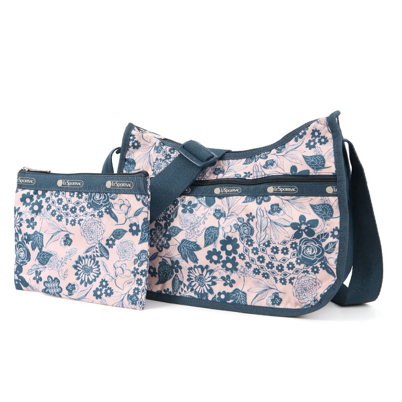 LeSportsac レスポートサック ショルダーバッグ CLASSIC HOBO クラシックホーボー ボタニカル柄 ピンク×ブルー 7520 E483