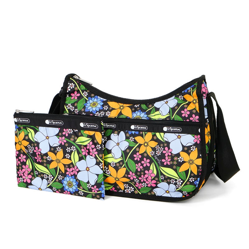 LeSportsac レスポートサック ショルダーバッグ CLASSIC HOBO クラシックホーボー 花柄 マルチカラー×ブラック 7520 E833