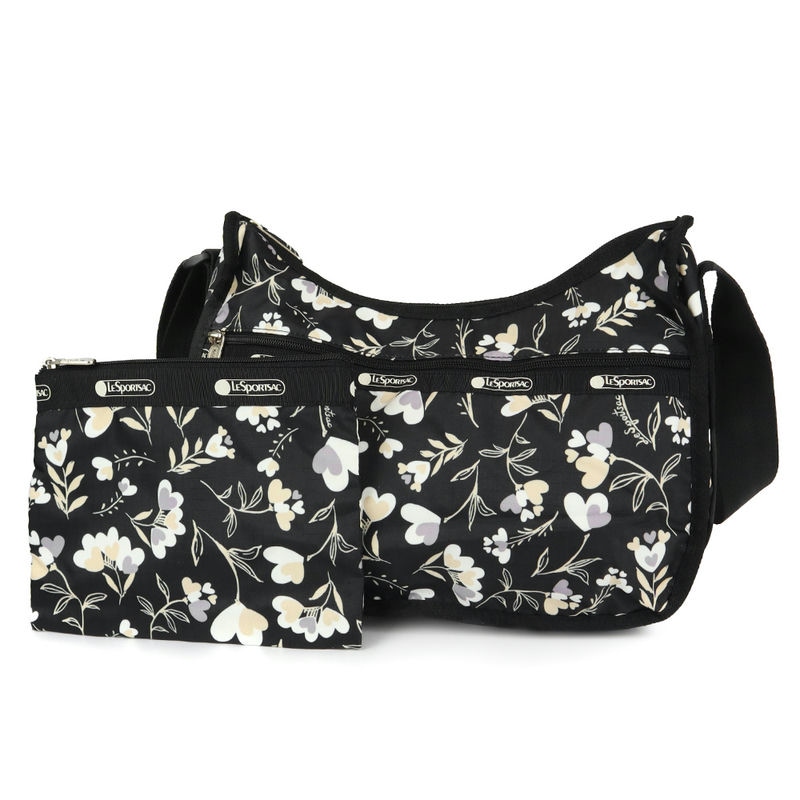 LeSportsac レスポートサック ショルダーバッグ CLASSIC HOBO クラシックホーボー 花柄 ブラック系 7520 F534
