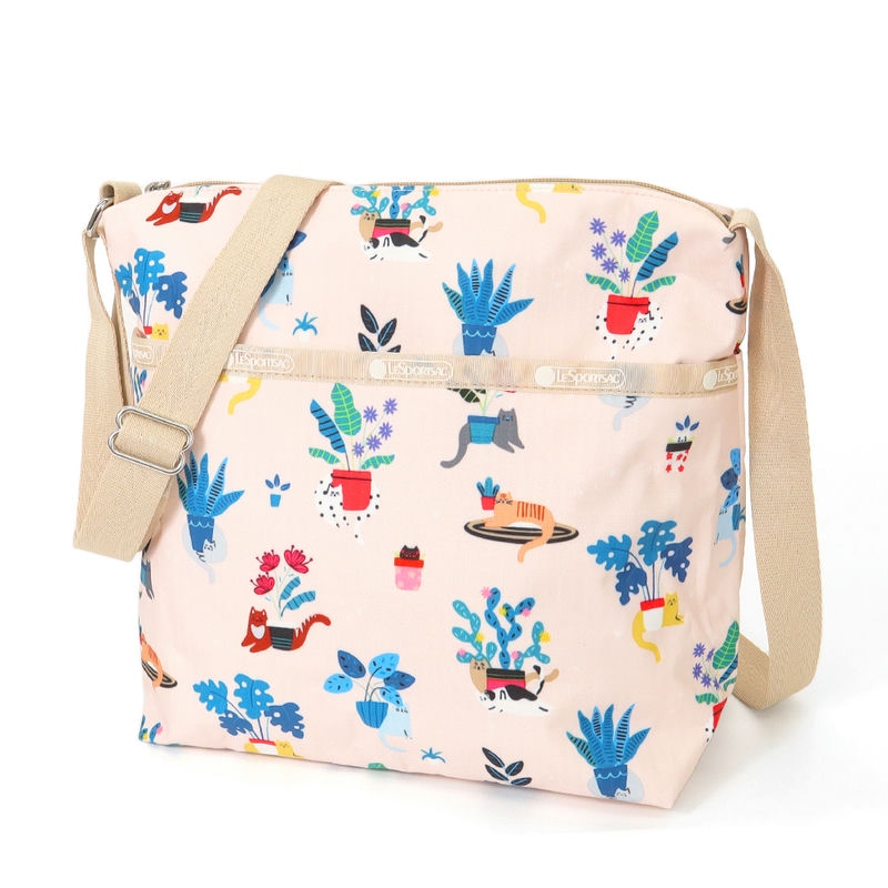 LeSportsac レスポートサック ショルダーバッグ SMALL CLEO CROSSBODY HOBO キャット柄 ピンク×ベージュ 7562 F645