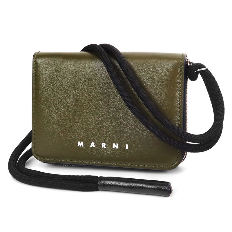 MARNI マルニ 小銭入れ レザー ストラップ付き コインケース グリーン系 PFMI0038U0 P2644 Z1S59