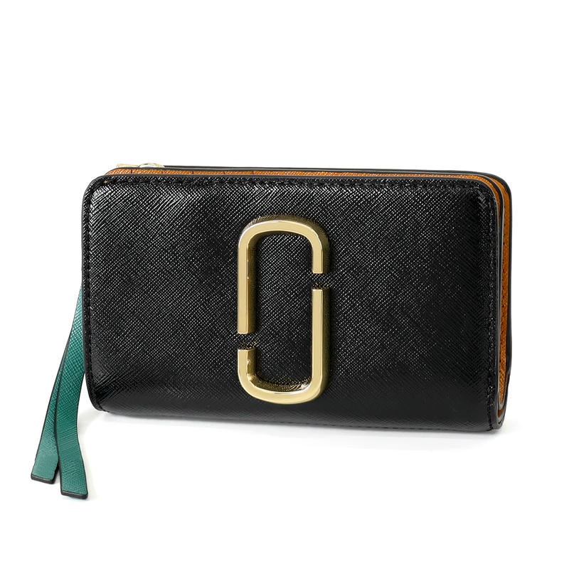 MARC JACOBS マークジェイコブス 二つ折り財布  Snapshot スナップショット コンパクトウォレットブラック×ライトブラウン M0013356 0043 012